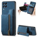 For Samsung Galaxy M53 5G Retro Leather Zipper Wallet Back Phone Case(Blue)