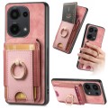 For Xiaomi Redmi Note 13 4G Retro Splitable Magnetic Stand Card Bag Leather Phone Case(Pink)