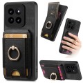 For Xiaomi 14 Pro Retro Splitable Magnetic Stand Card Bag Leather Phone Case(Black)