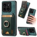 For Xiaomi 14 Retro Splitable Magnetic Stand Card Bag Leather Phone Case(Green)