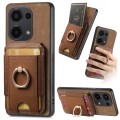 For Xiaomi Redmi Note 13 5G Retro Splitable Magnetic Stand Card Bag Leather Phone Case(Brown)