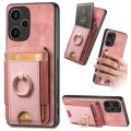 For Xiaomi Redmi Note 13 Pro+ Retro Splitable Magnetic Stand Card Bag Leather Phone Case(Pink)