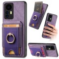 For Xiaomi Redmi Note 12S Retro Splitable Magnetic Stand Card Bag Leather Phone Case(Purple)