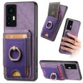 For Xiaomi 12T Retro Splitable Magnetic Stand Card Bag Leather Phone Case(Purple)