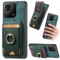 For Xiaomi Redmi 10A Retro Splitable Magnetic Stand Card Bag Leather Phone Case(Green)