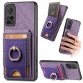 For Xiaomi Mi 10T 5G Retro Splitable Magnetic Stand Card Bag Leather Phone Case(Purple)