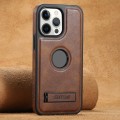 For iPhone 12 Pro Max Suteni G2 Magsafe Oil Wax Leather Back Phone Case with Holder(Brown)