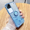 For vivo S18 Pro Gradient Glitter Immortal Flower Ring All-inclusive Phone Case(Bule)
