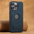 For iPhone 14 Pro Max Suteni G2 Magsafe Litchi Texture Leather Back Phone Case with Holder(Blue)
