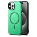 For iPhone 15 Pro Max Solid Color Retro Magsafe PU Back Cover Phone Case(Green)