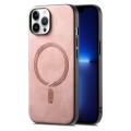 For iPhone 13 Pro Max Solid Color Retro Magsafe PU Back Cover Phone Case(Pink)