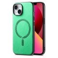 For iPhone 13 Solid Color Retro Magsafe PU Back Cover Phone Case(Green)