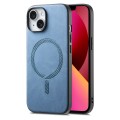 For iPhone 13 Solid Color Retro Magsafe PU Back Cover Phone Case(Blue)