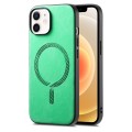 For iPhone 12 Solid Color Retro Magsafe PU Back Cover Phone Case(Green)