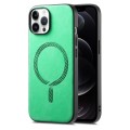 For iPhone 12 Pro Solid Color Retro Magsafe PU Back Cover Phone Case(Green)