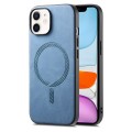 For iPhone 11 Solid Color Retro Magsafe PU Back Cover Phone Case(Blue)
