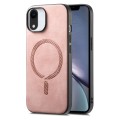 For iPhone XR Solid Color Retro Magsafe PU Back Cover Phone Case(Pink)