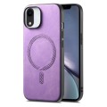 For iPhone XR Solid Color Retro Magsafe PU Back Cover Phone Case(Purple)