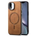 For iPhone XR Solid Color Retro Magsafe PU Back Cover Phone Case(Brown)