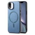 For iPhone XR Solid Color Retro Magsafe PU Back Cover Phone Case(Blue)