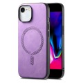 For iPhone 7 / 8 / SE 2022 Solid Color Retro Magsafe PU Back Cover Phone Case(Purple)