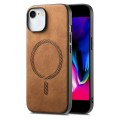 For iPhone 7 / 8 / SE 2022 Solid Color Retro Magsafe PU Back Cover Phone Case(Brown)