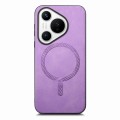 For Huawei  Pura 70 Solid Color Retro Magsafe PU Back Cover Phone Case(Purple)