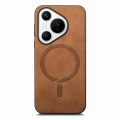 For Huawei  Pura 70 Solid Color Retro Magsafe PU Back Cover Phone Case(Brown)