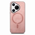 For Huawei Pura 70 Ultra Solid Color Retro Magsafe PU Back Cover Phone Case(Pink)