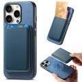 For iPhone 15 Pro Retro Magsafe Card Bag PU Back Cover Phone Case(Blue)