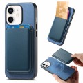 For iPhone 12 Retro Magsafe Card Bag PU Back Cover Phone Case(Blue)