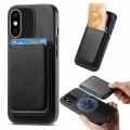 For iPhone XS Max Retro Magsafe Card Bag PU Back Cover Phone Case(Black)