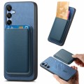 For Samsung Galaxy A34 Retro Magsafe Card Bag PU Back Cover Phone Case(Blue)