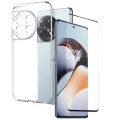 For OnePlus 11R 5G NORTHJO Transparent TPU Phone Case with Tempered Glass Film(Transparent)