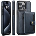 For iPhone 13 Suteni M1 Oil Wax MagSafe Detachable Horizontal Card Bag Phone Case(Blue)