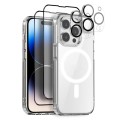 For iPhone 14 Pro NORTHJO 5 in 1 Magsafe Clear Phone Case with 2pcs Screen Film + 2pcs Rear Lens Fil
