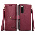 For Sony Xperia 5 IV Love Zipper Lanyard Leather Phone Case(Red)