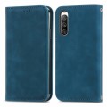 For Sony Xperia 10 V Retro Skin Feel Magnetic Flip Leather Phone Case(Blue)