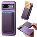 For Google Pixel 7 Retro Magsafe Card Bag PU Back Cover Phone Case(Purple)