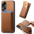 For OPPO A78 4G Retro Magsafe Card Bag PU Back Cover Phone Case(Brown)