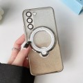 For Samsung Galaxy S22 5G Rotation MagSafe Holder Gradient Glitter TPU Phone Case(Gold)