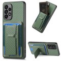 For Samsung Galaxy A52 Carbon Fiber Fold Stand Elastic Card Bag Phone Case(Green)