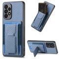 For Samsung Galaxy M23 5G Carbon Fiber Fold Stand Elastic Card Bag Phone Case(Blue)