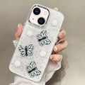 For iPhone 14 Glitter 3D Butterfly TPU Phone Case(Blue)