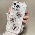 For iPhone 13 Pro Glitter 3D Butterfly TPU Phone Case(Pink)