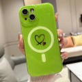 For iPhone 15 Plus Love MagSafe GlitterJelly TPU Phone Case(Fluorescent Green)