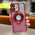 For iPhone  11 Invisible Holder Gradient Glitter Magsafe Phone Case(Red)
