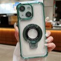 For iPhone 14 Ultra-thin Electroplated Holder Magsafe Phone Case(Green)