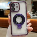 For iPhone  11 Ultra-thin Electroplated Holder Magsafe Phone Case(Purple)