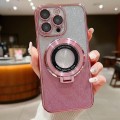 For iPhone 14 Pro Electroplated Holder Gradient Glitter Magsafe Phone Case(Pink)